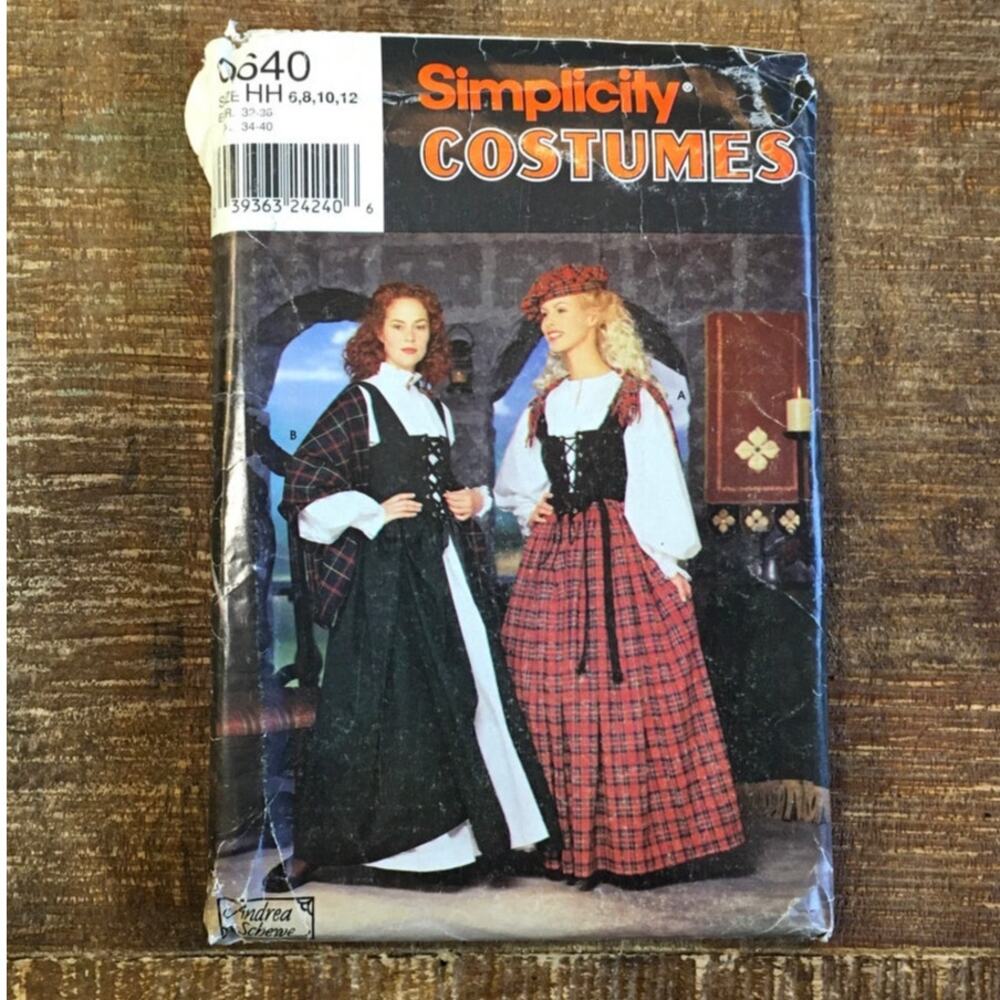 Simplicity Sewing Pattern Celtic Highland Costume Dress Renaissance 6-12 UNCUT